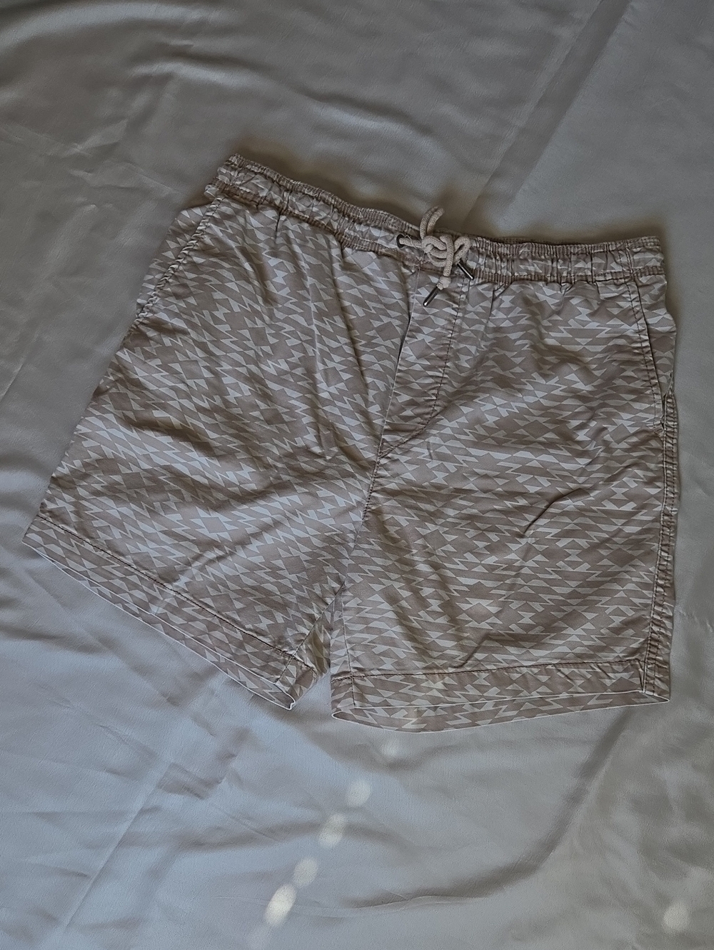 American Eagle Outfitters Light Beige Geometric Drawstring Shorts